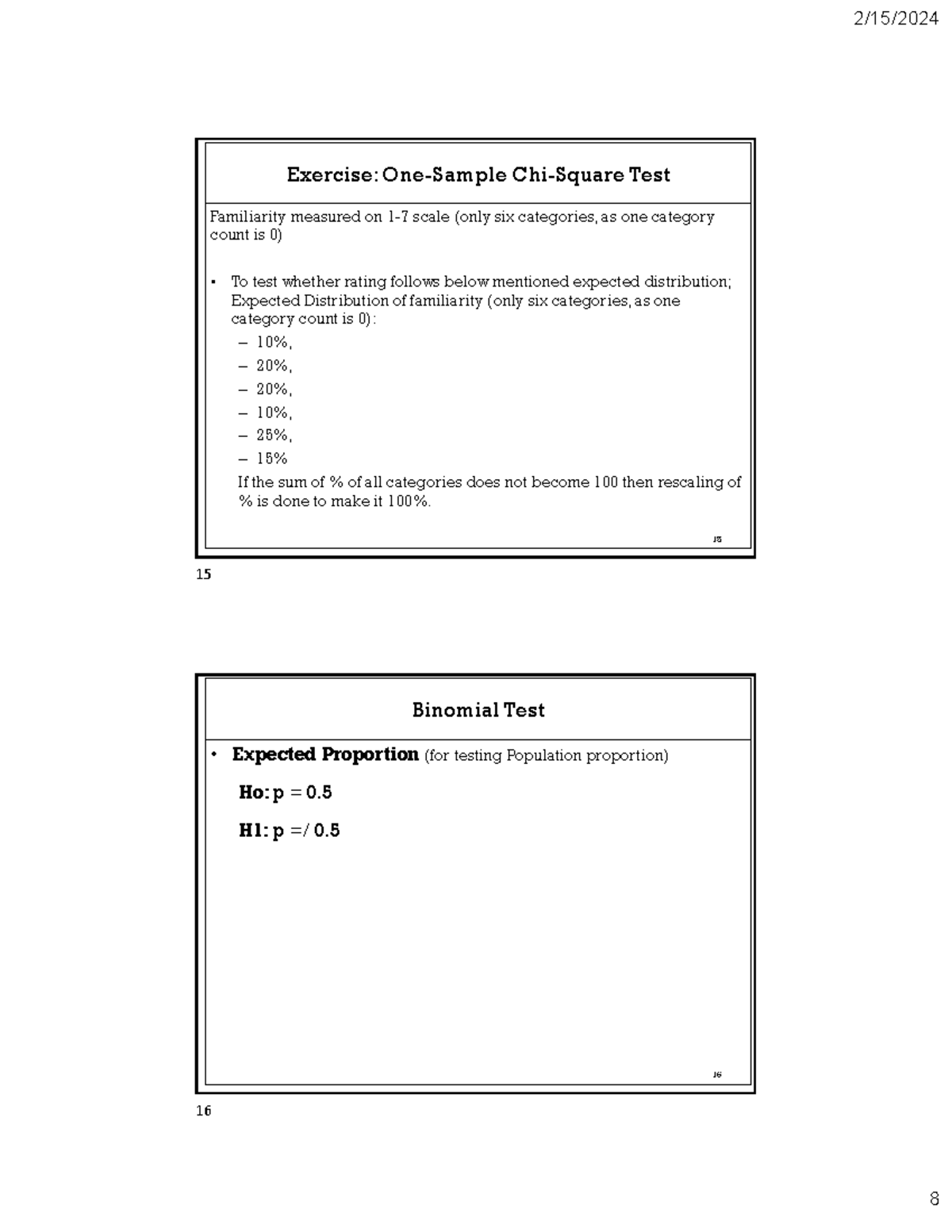 BRM Quiz2 Portion-1-105-47 - 2/15/ 8 Exercise: One-Sample Chi-Square ...