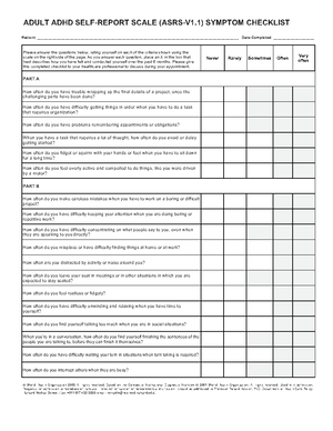 Copeland-Symptom-Checklist - Copeland Symptom List Adult Attention ...