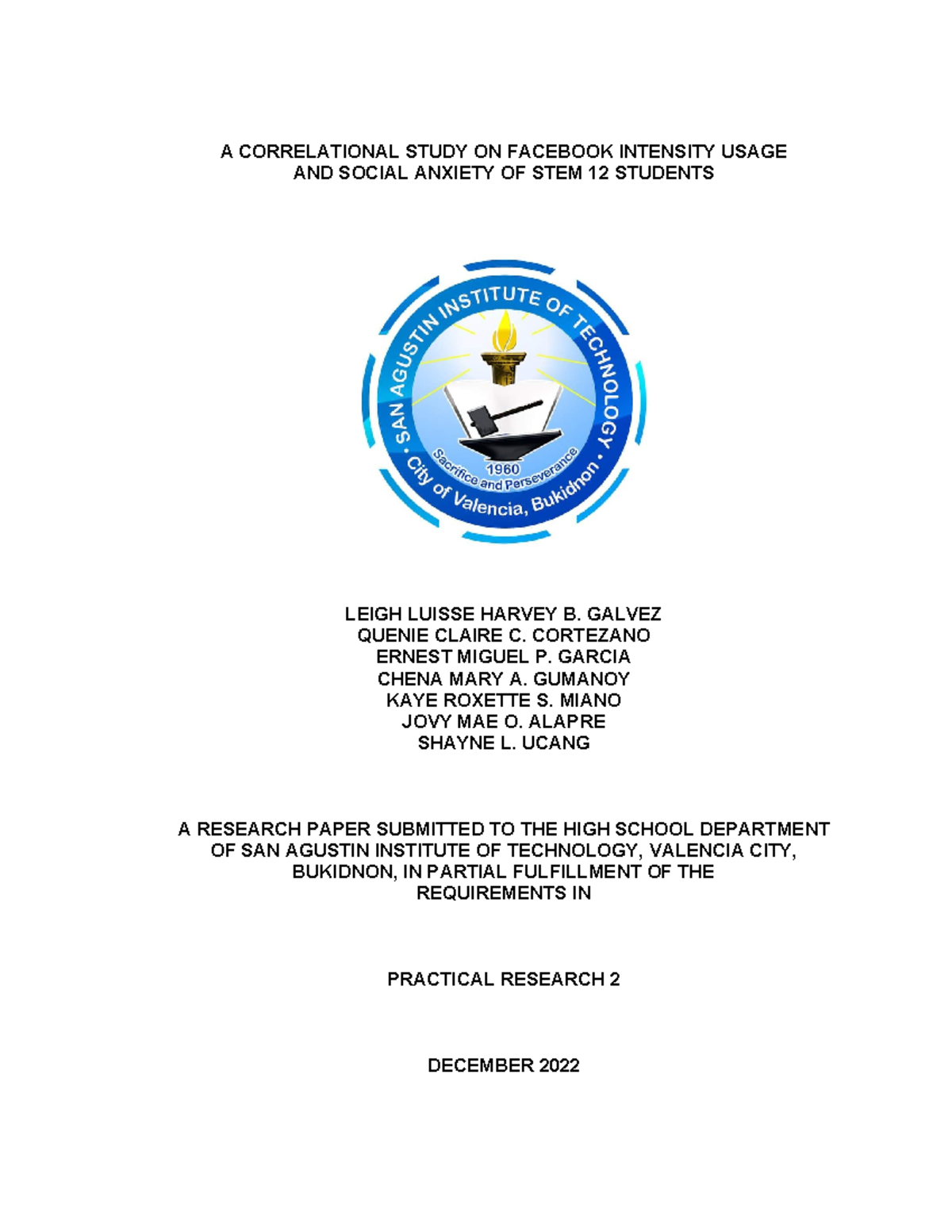 1 Prelim Pages Final 1 - practical research for stem - San Agustin ...