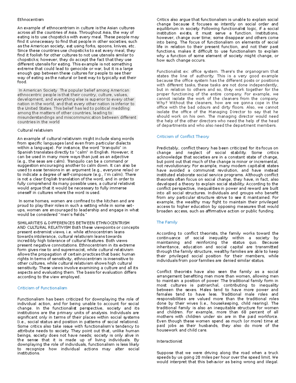 Socio - tutorial work - Ethnocentism An example of ethnocentrism in ...