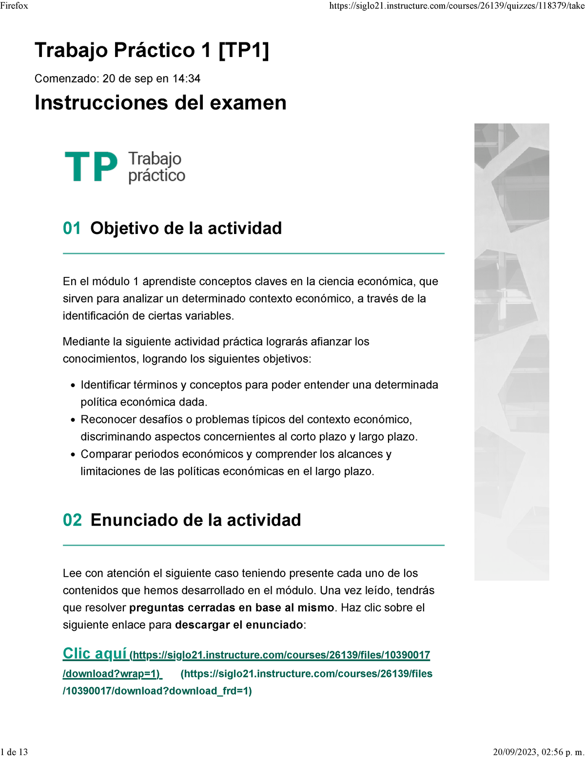 Examen Trabajo Práctico 1 Tp1 Economia Argentina 85 Trabajo Práctico 1 Tp1 Comenzado 20 1938