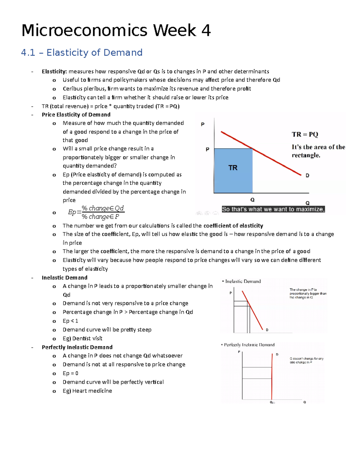 Microeconomics Chapter 4 - Elasticity - Microeconomics Week 4 4 ...