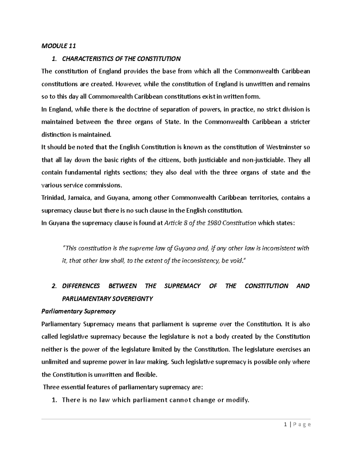 Module 11 - Public Law - MODULE 11 1. CHARACTERISTICS OF THE ...