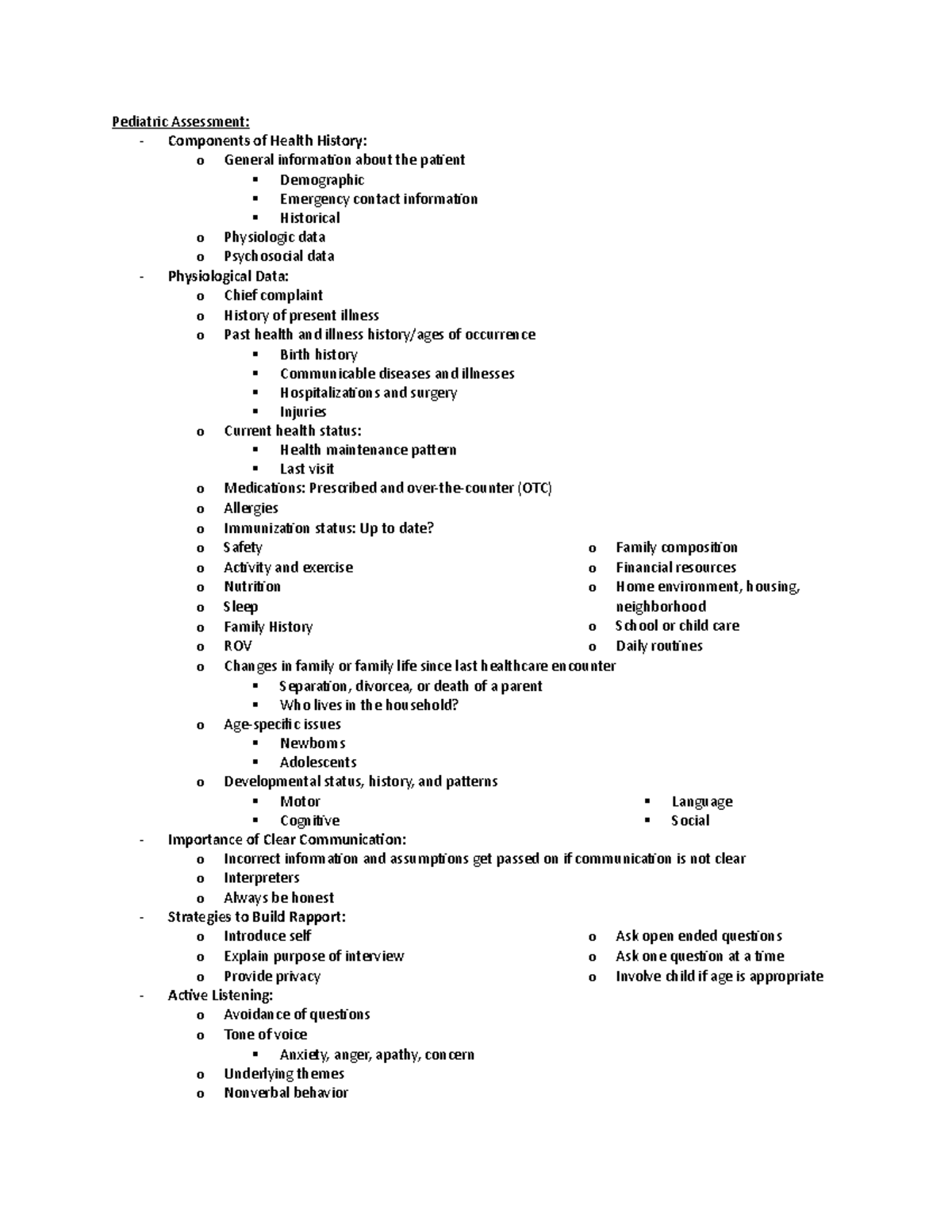 Ch 33- Pediatric Assessment - Pediatric Assessment: - Components of ...