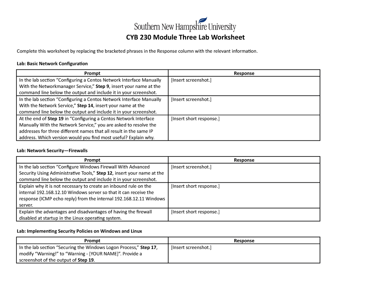 Cyb 230 Module Three Lab Worksheet Cyb 230 Module Three Lab Worksheet Complete This Worksheet 6781