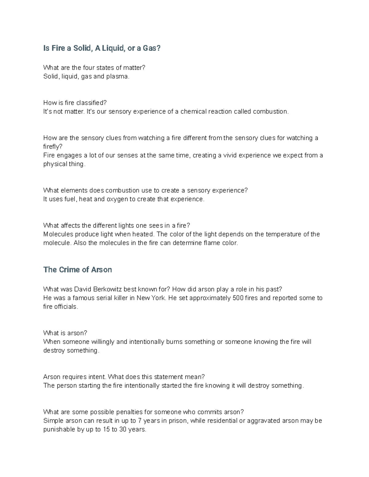 UNIT 8 LAB Forensic science Is Fire a Solid, A Liquid, or a Gas