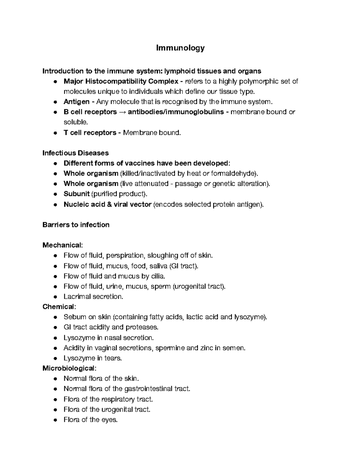 Intro to Immunology Immunology Introduction to the immune system