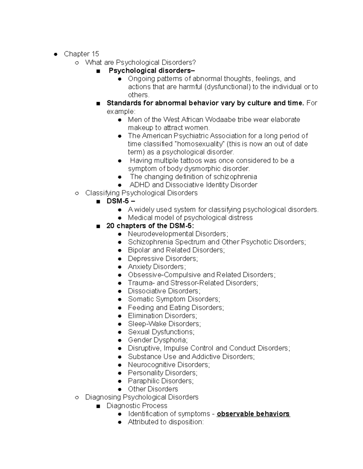 Psy 101 Notes Chapter 15 Chapter 15 What Are Psychological Disorders Psy 101 Notes Chapter 15 Chapter 15 What Are Psychological Disorders
