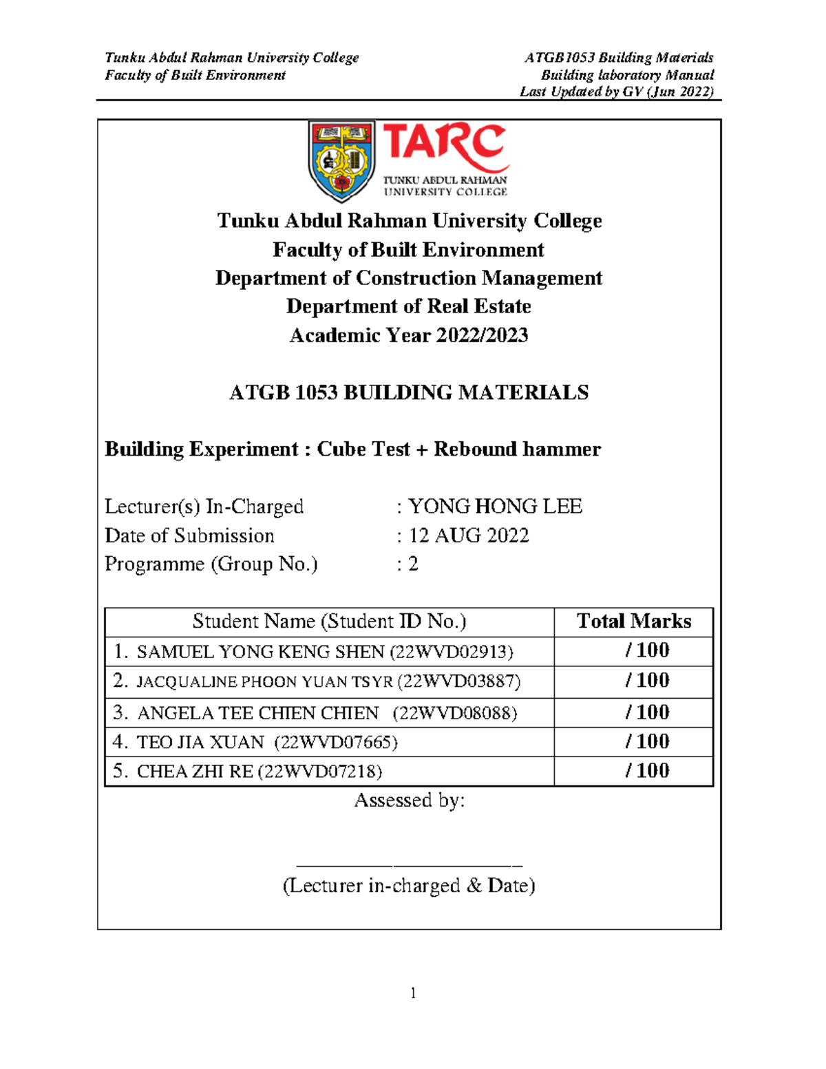 Sieve Analysis fine and coarse aggregate lab report pdf Faculty of Built Environment Building