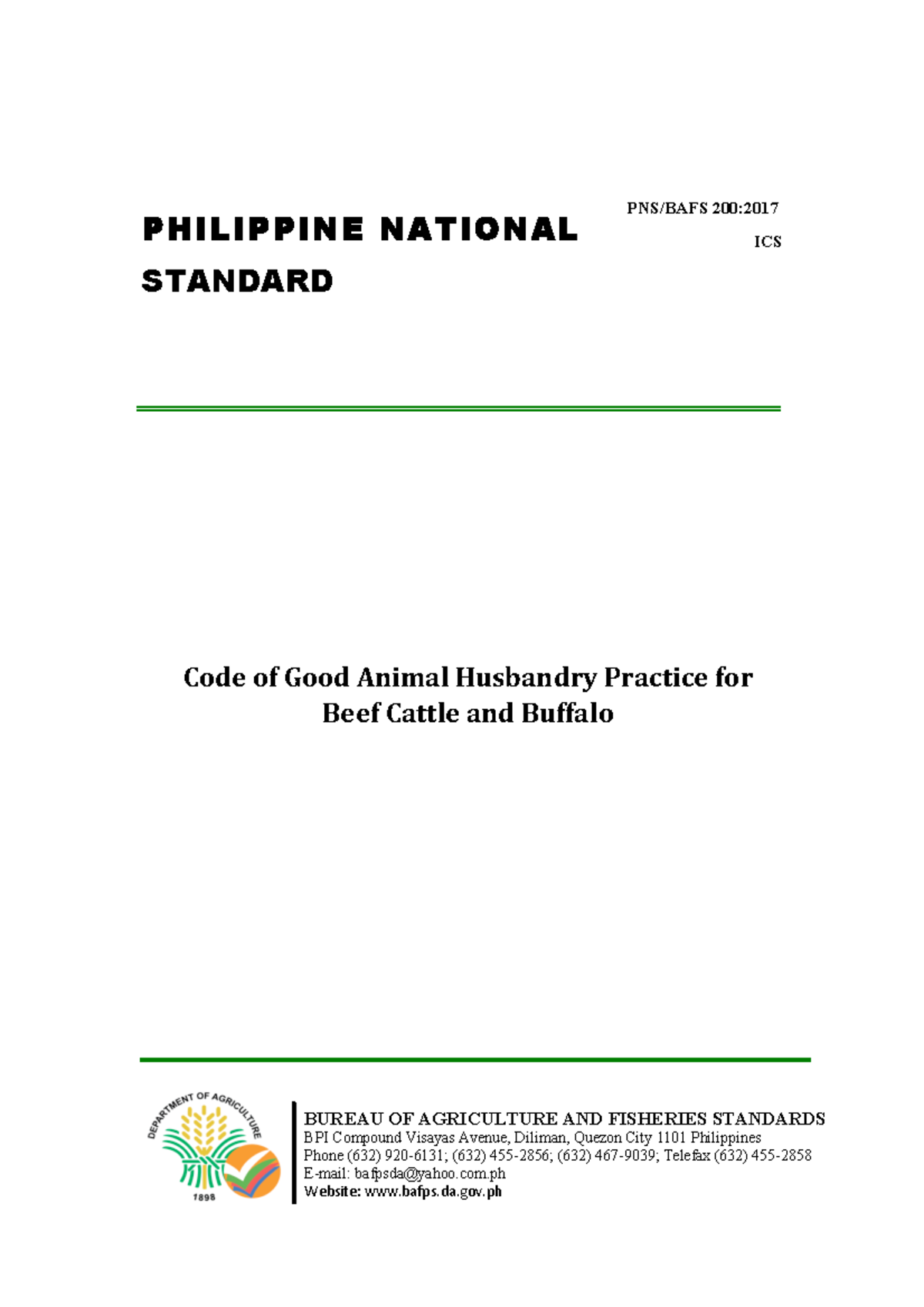 PNS BAFS 200-2017-GAHP Beef - Code of Good Animal Husbandry Practice ...