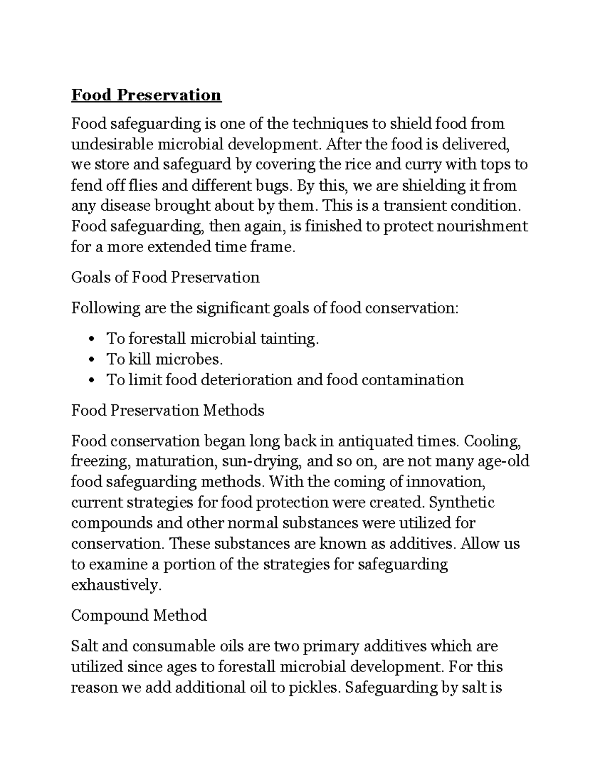 Food Preservation - Food Preservation Food safeguarding is one of the ...