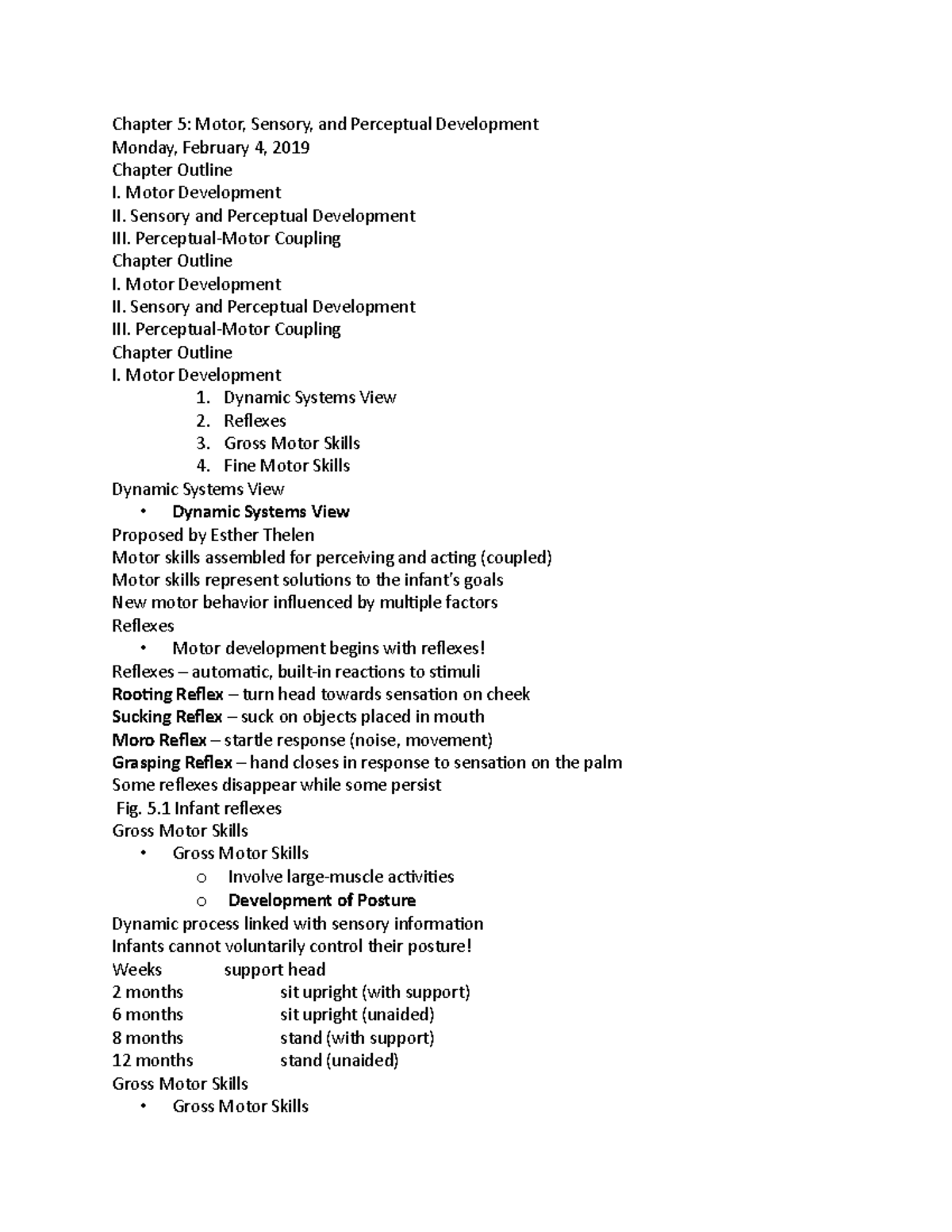 Motory and Sensory Development - Chapter 5: Motor, Sensory, and ...