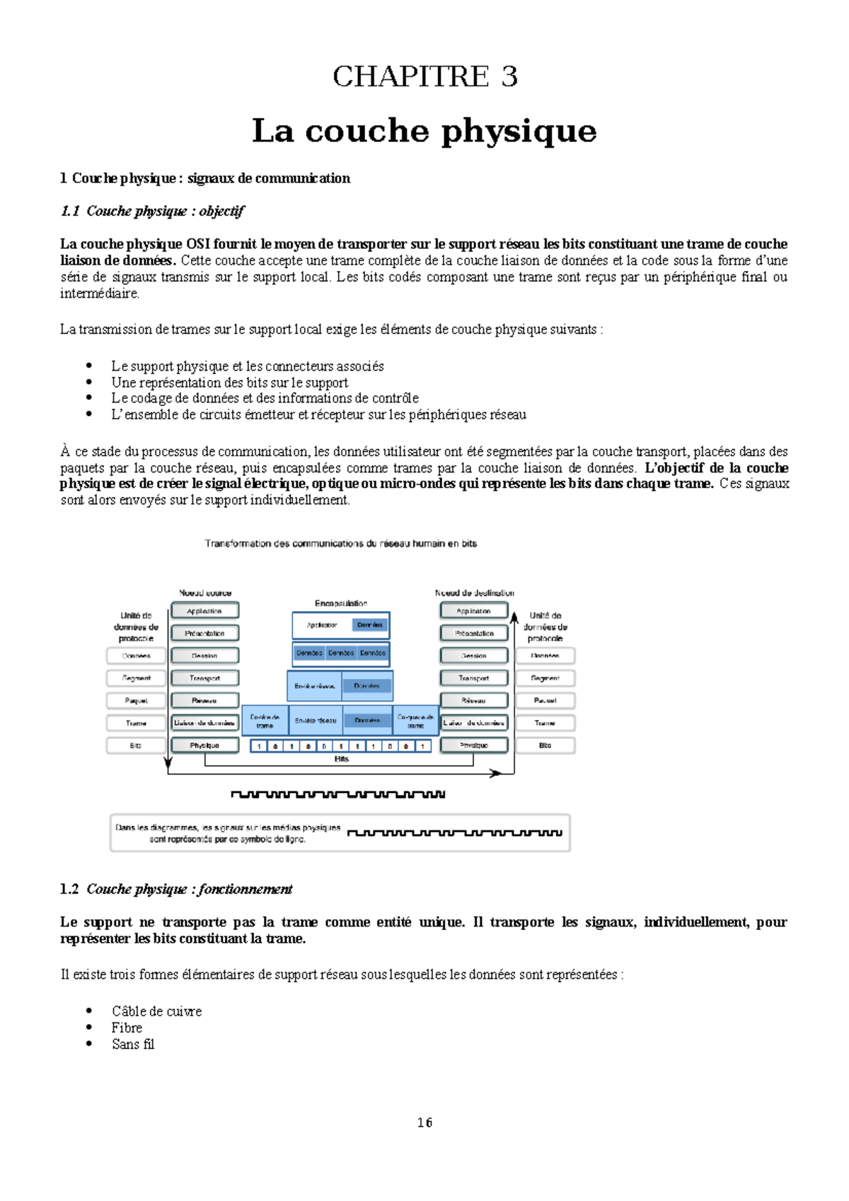 Chapitre 3 - Course 3 - CHAPITRE 3 La Couche Physique 1 Couche Physique ...