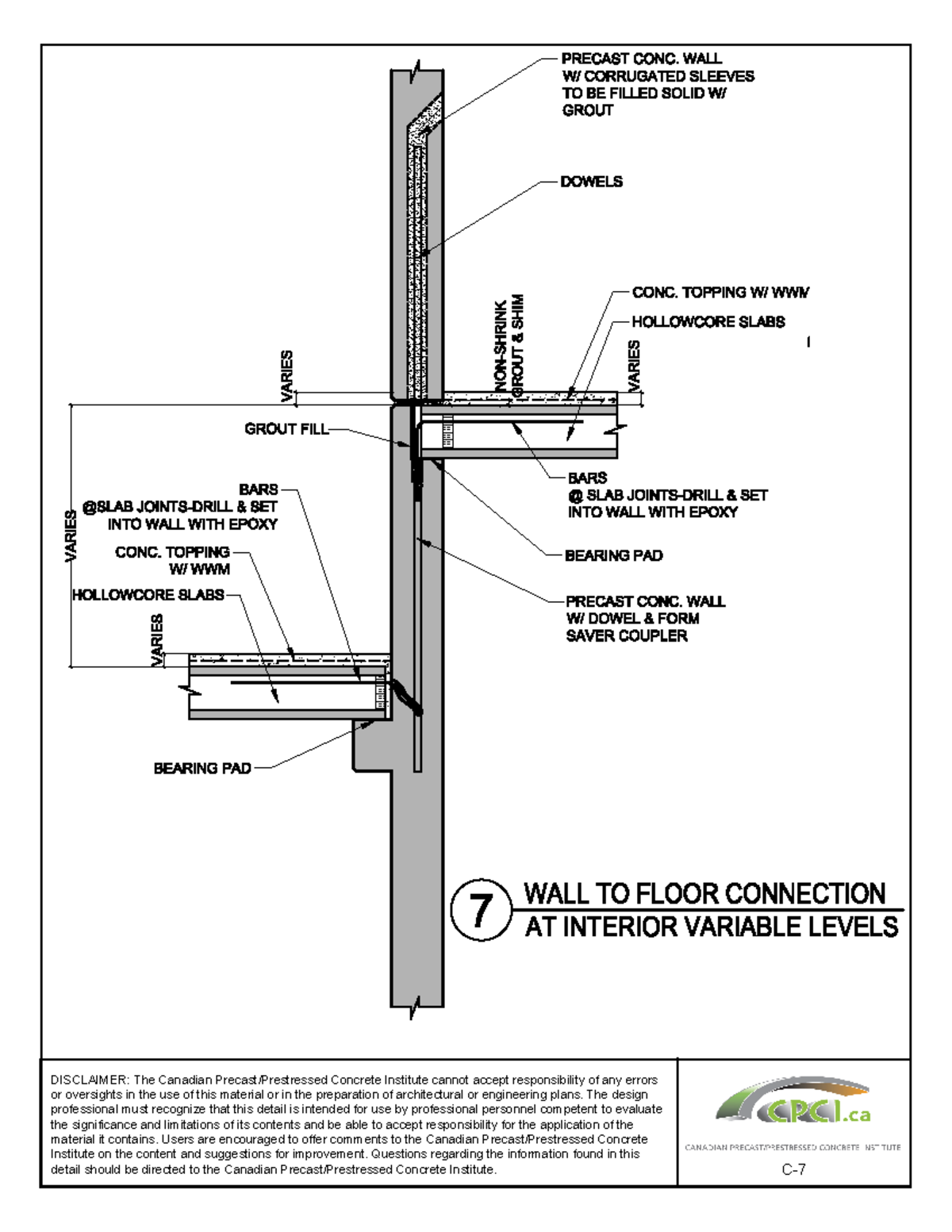 7 - Wall to Floor Connection at Interior Variable Levels - DISCLAIMER ...