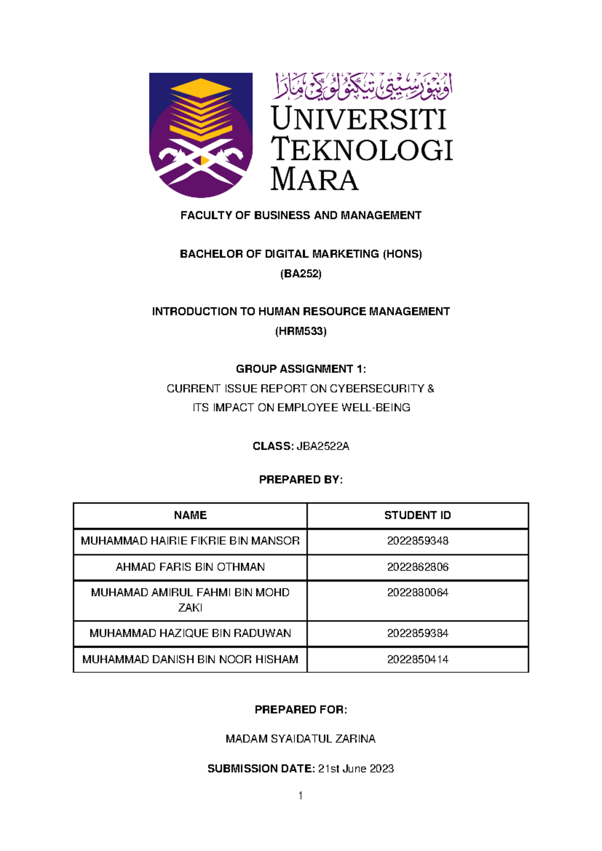 assignment hrm533 current issue