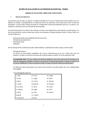 PROESC. Batería de Evaluación de los Procesos de Escritura