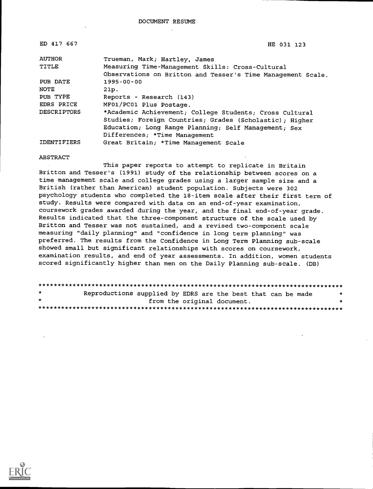 ED417667 - resting one - DOCUMENT RESUME ED 417 667 HE 031 123 AUTHOR ...