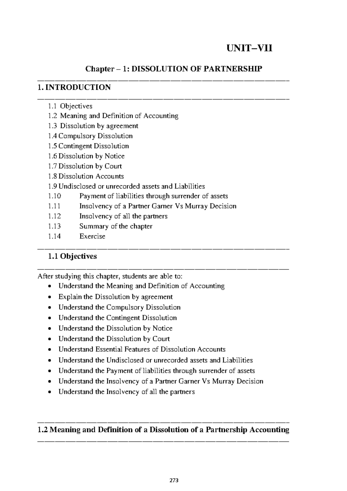 Dissolution Of Partnership U7L1 - UNIT–VII Chapter – 1: DISSOLUTION OF ...