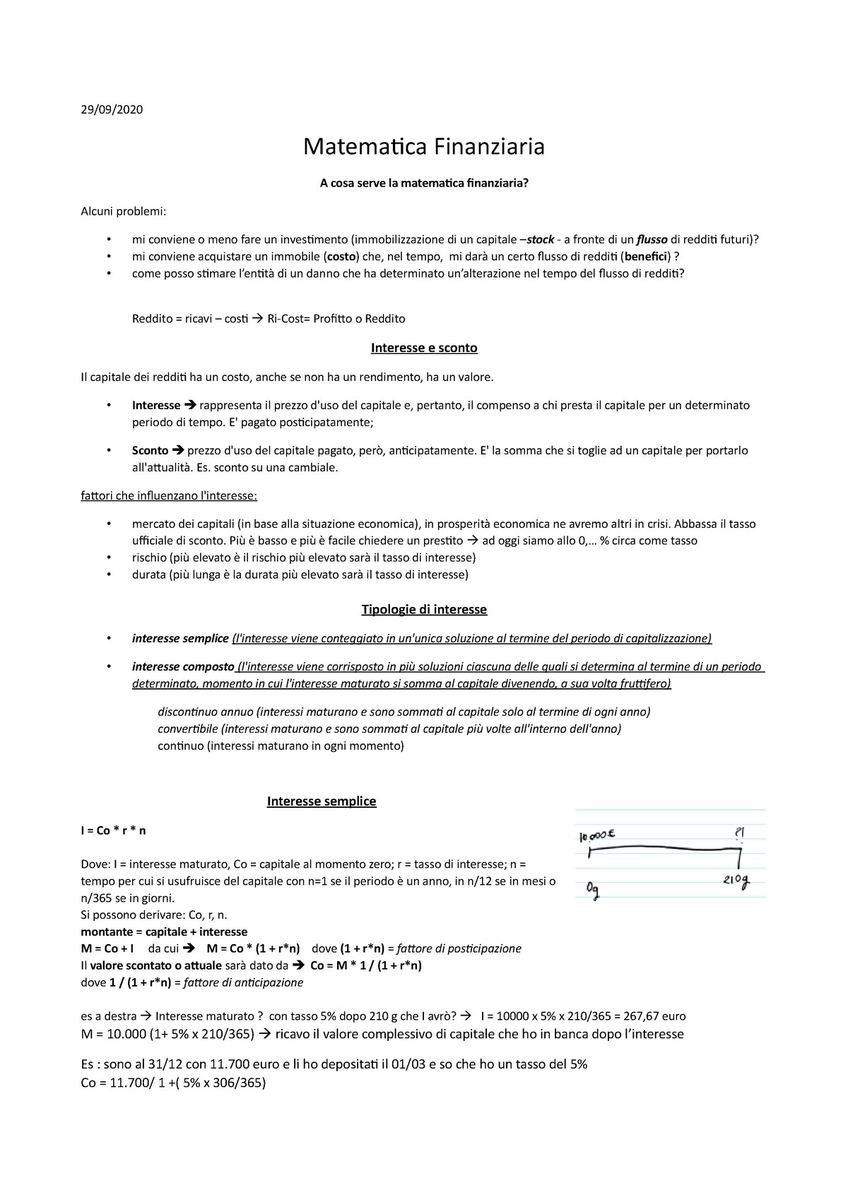 Matematica Finanziaria - ####### 29/09/ Matematica Finanziaria A cosa serve  la matematica - Studocu