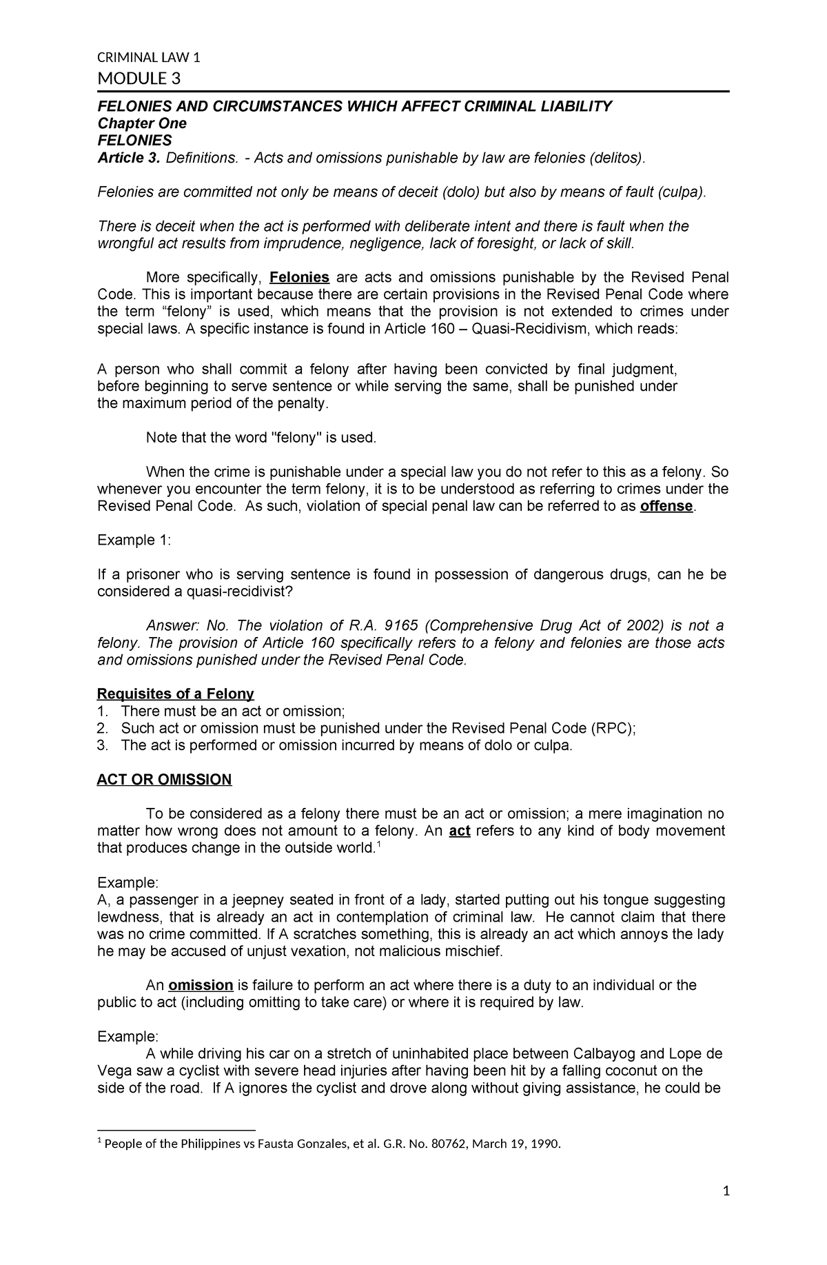 Module 3 CRIM LAW 1 - Summary Criminal Law And Jurisprudence - MODULE 3 ...