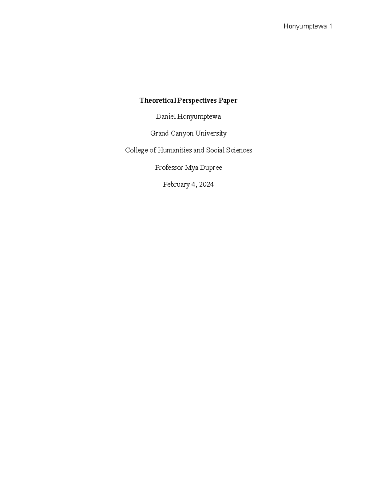Theoretical Perspectives Paper SOC-102 - Theoretical Perspectives Paper ...