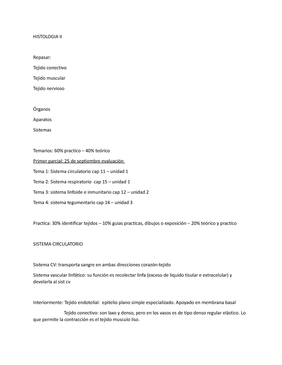 Histo Resumen - HISTOLOGIA II Repasar: Tejido Conectivo Tejido Muscular ...