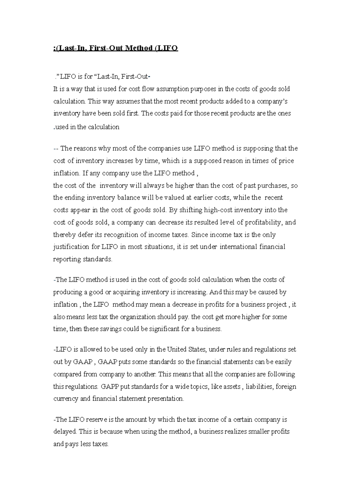 LIFO Method Accounting WITH Example - :(Last-In, First-Out Method (LIFO ...