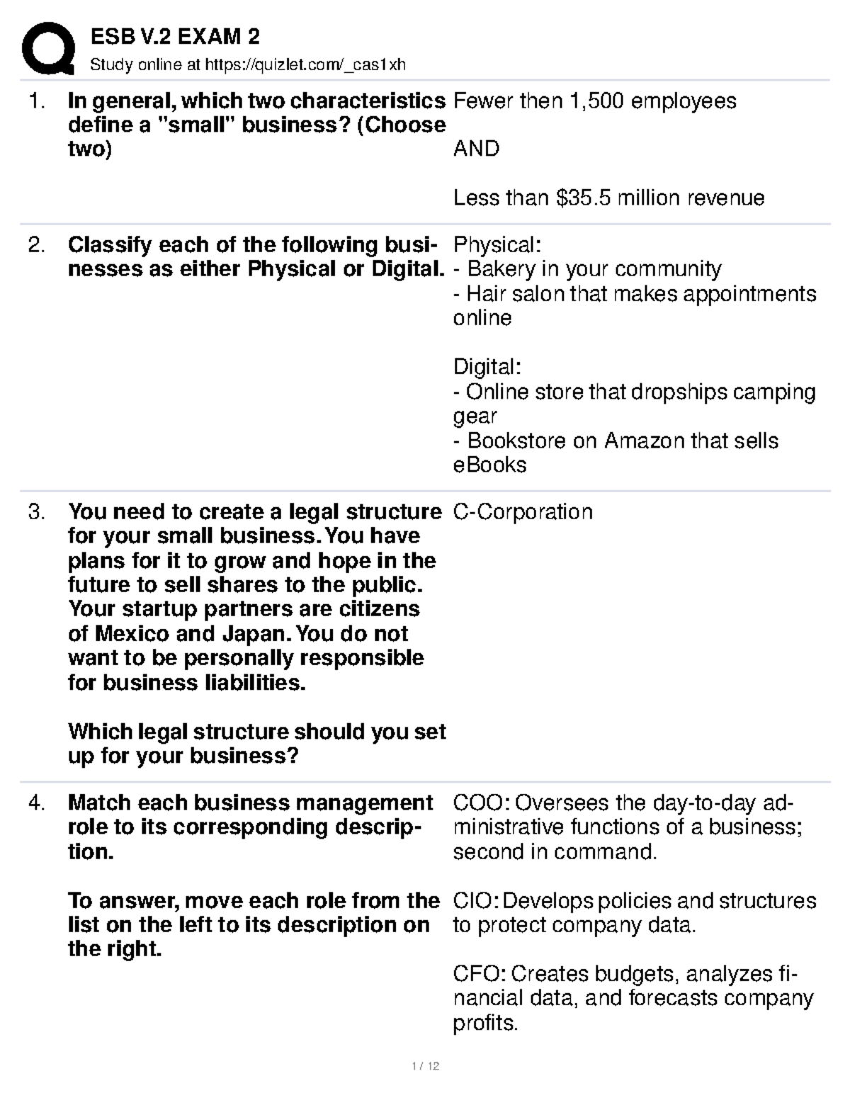 ESB V.2 EXAM 2 - Entrepreneurship In Business - Study Online At Quizlet ...