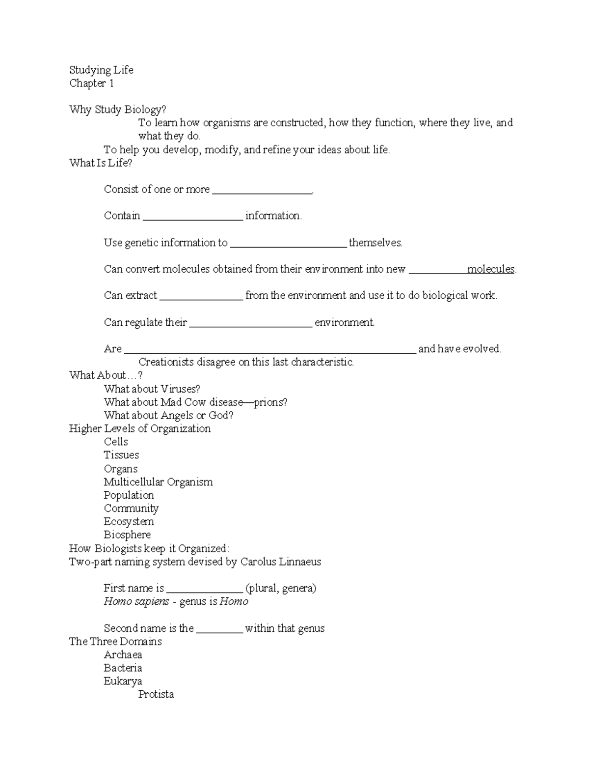 Bb101 Notes 1 First Year Biology Notes Biology Studocu