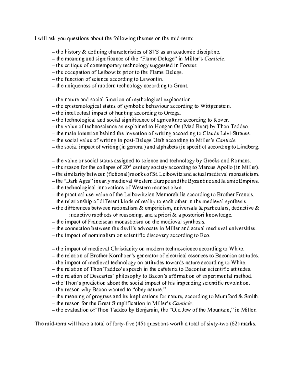 What will be tested on the midterm - I will ask you questions about the ...