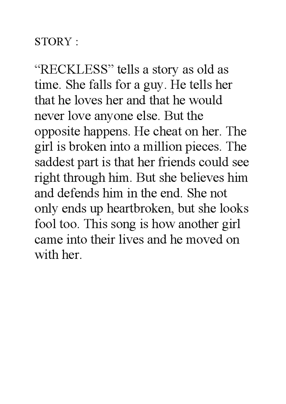 Reckless stories reading - english language skills 1 (elc121) LIRA ...