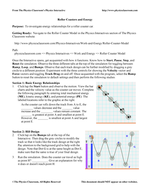 Coaster Energy answe all questions From The Physics