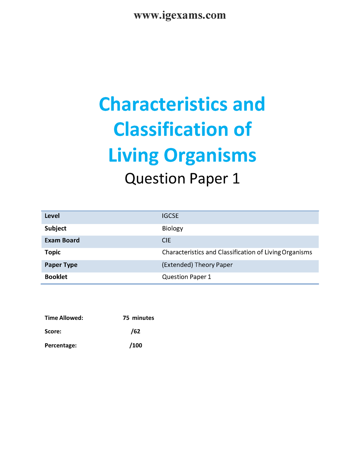 characteristics_and_classification_of_living_organisms-_igcse- cie-biology_-e   - Studocu