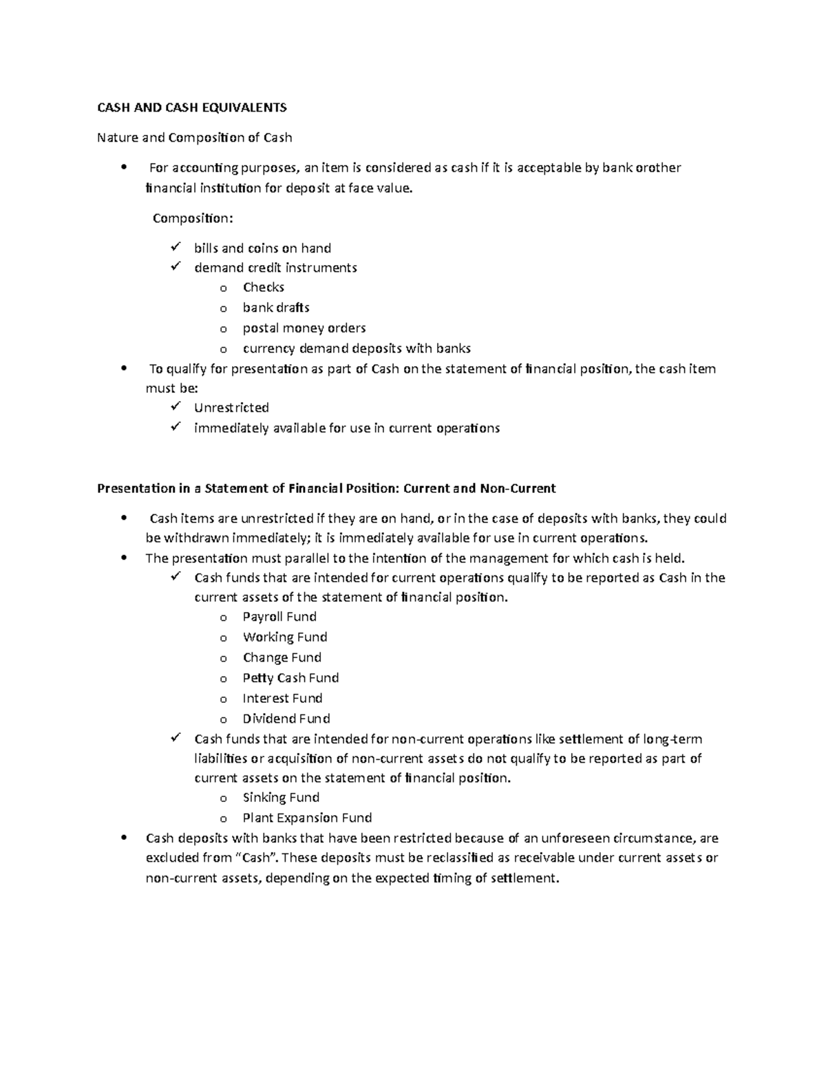 Cash and Cash Equivalents - CASH AND CASH EQUIVALENTS Nature and ...