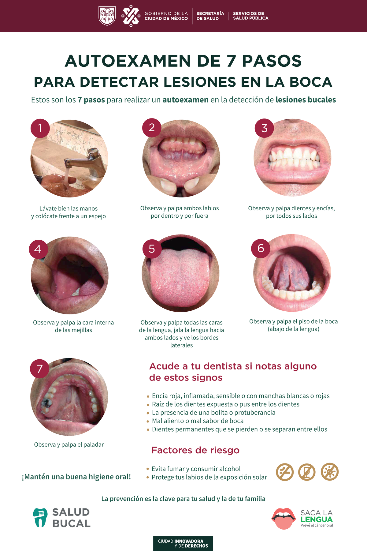Cartel autoexamen Saca La Lengua - Estos son los 7 pasos para realizar ...