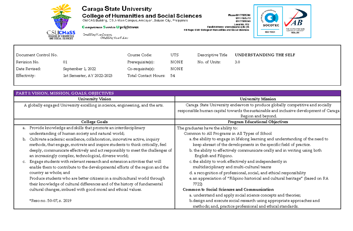 VERY Updated UTS Syllabus 2nd Sem AY 2022 2023 Document Control No
