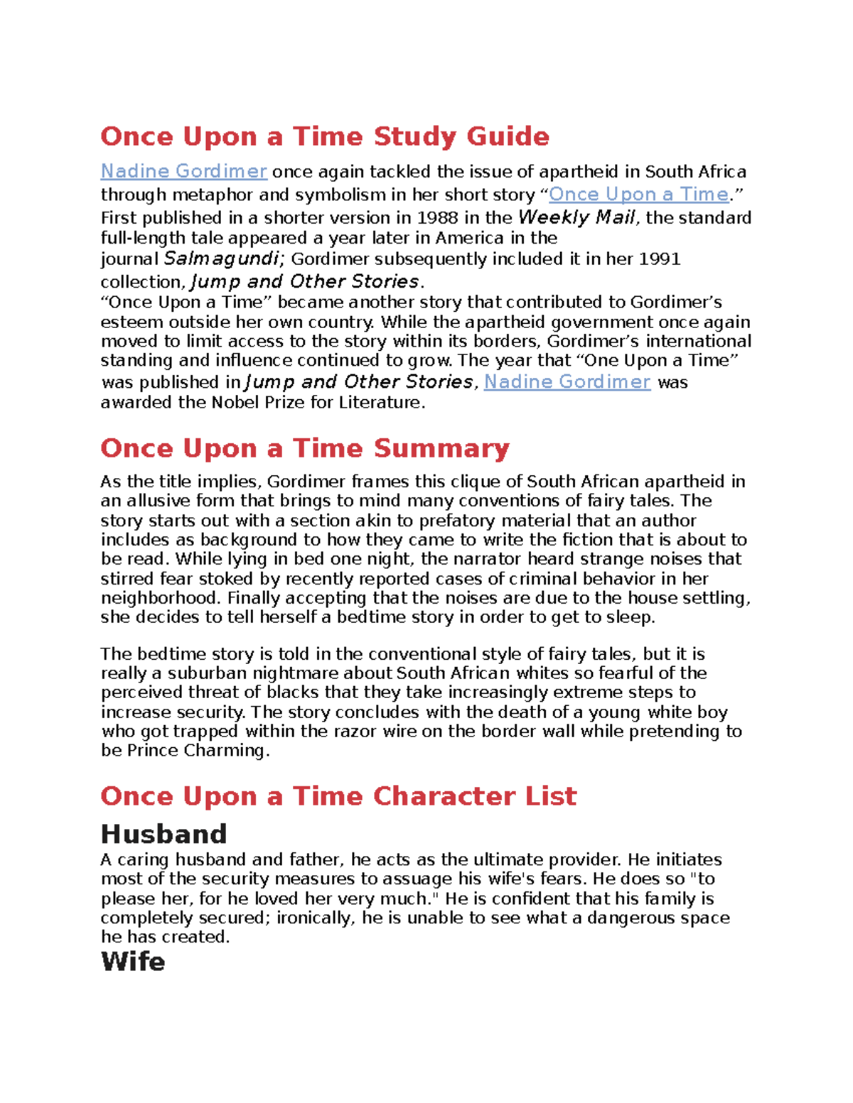 Once Upon a Time Study Guide - Once Upon a Time Study Guide Nadine ...