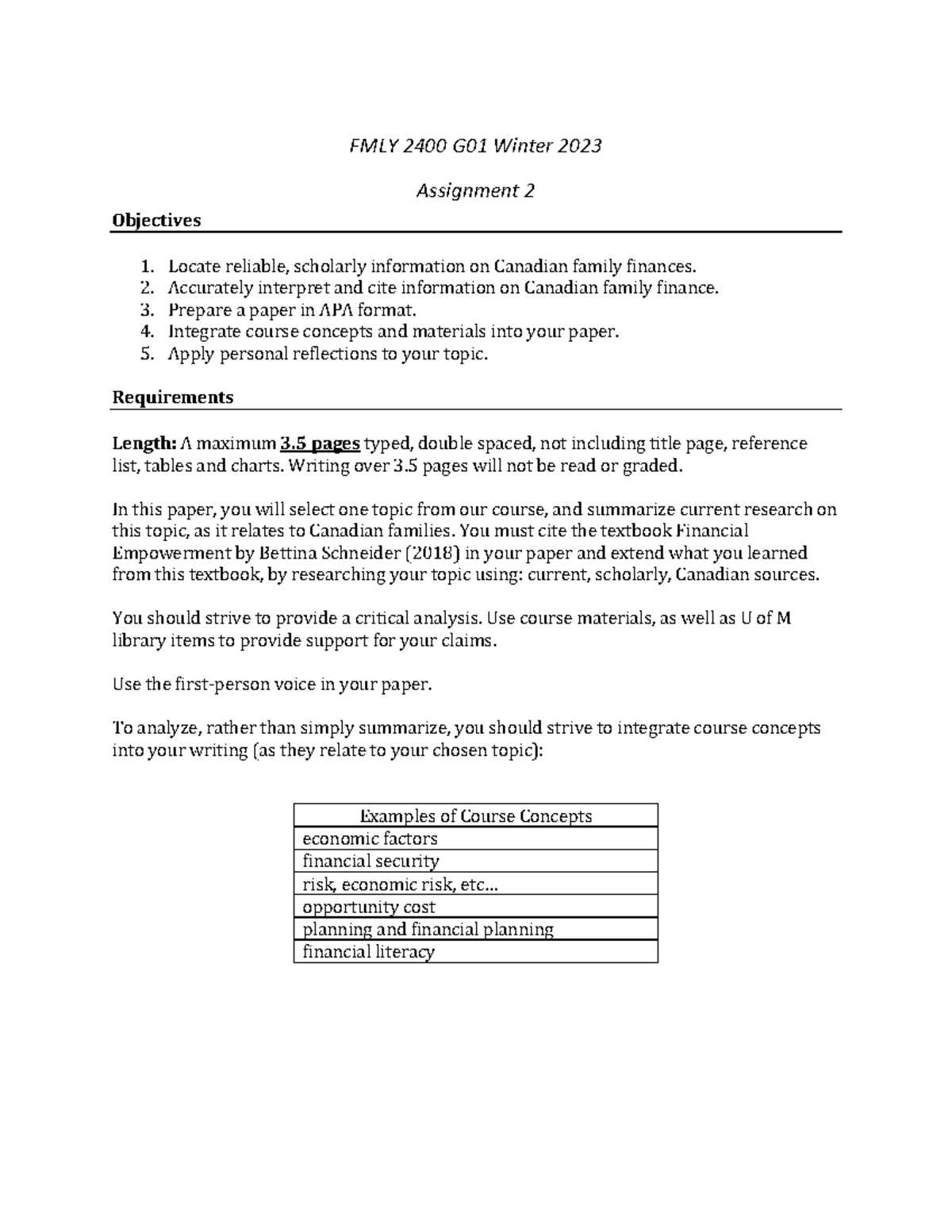 FMLY Assignment 2 2023 Winter - FMLY 2400 G01 Winter 2023 Assignment 2 ...