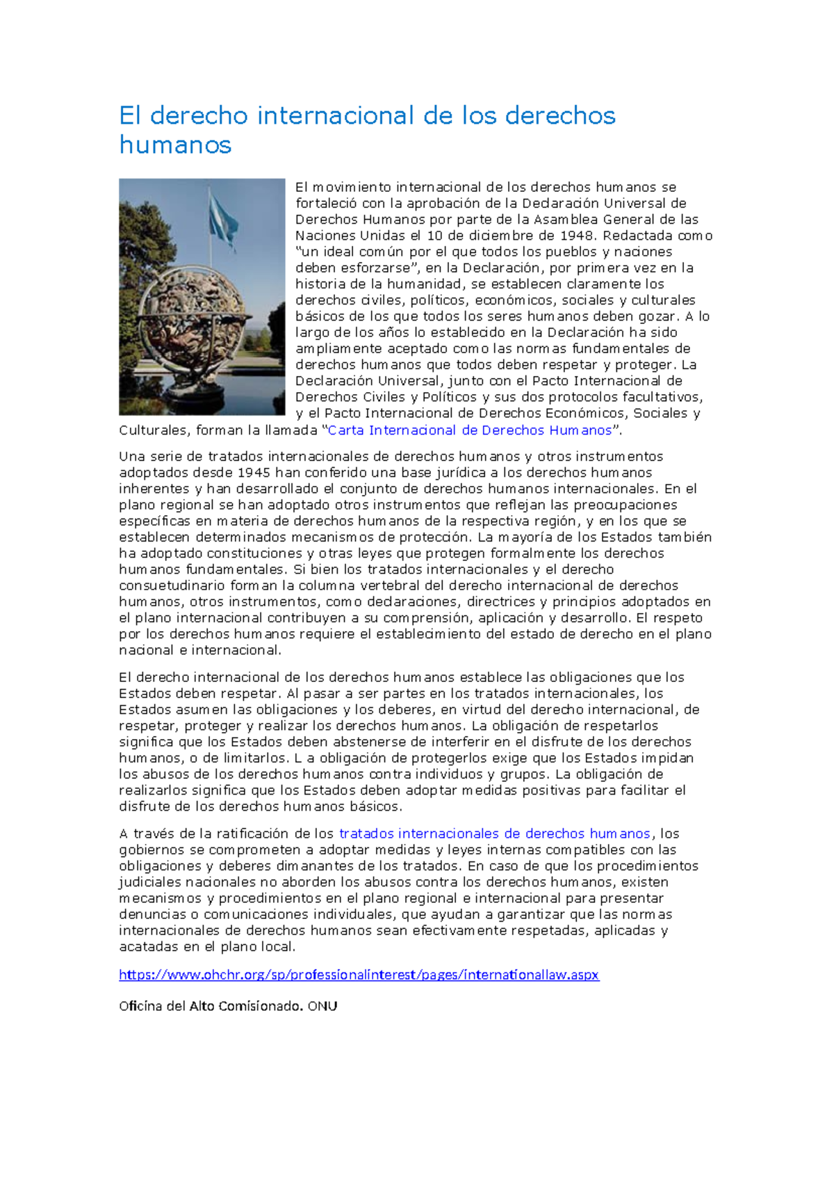 El derecho internacional de los derechos humanos - El derecho ...