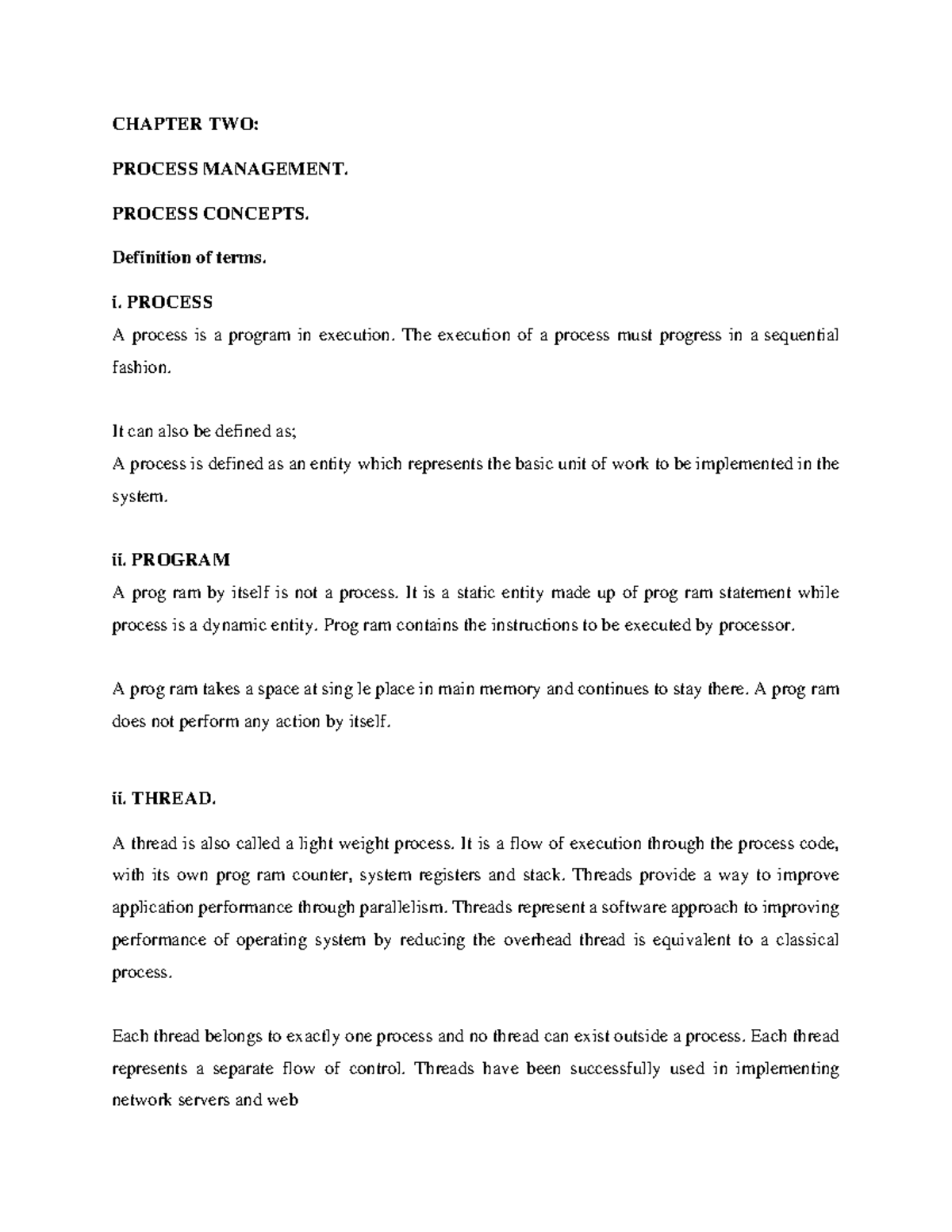 Process Management online doc - CHAPTER TWO: PROCESS MANAGEMENT ...
