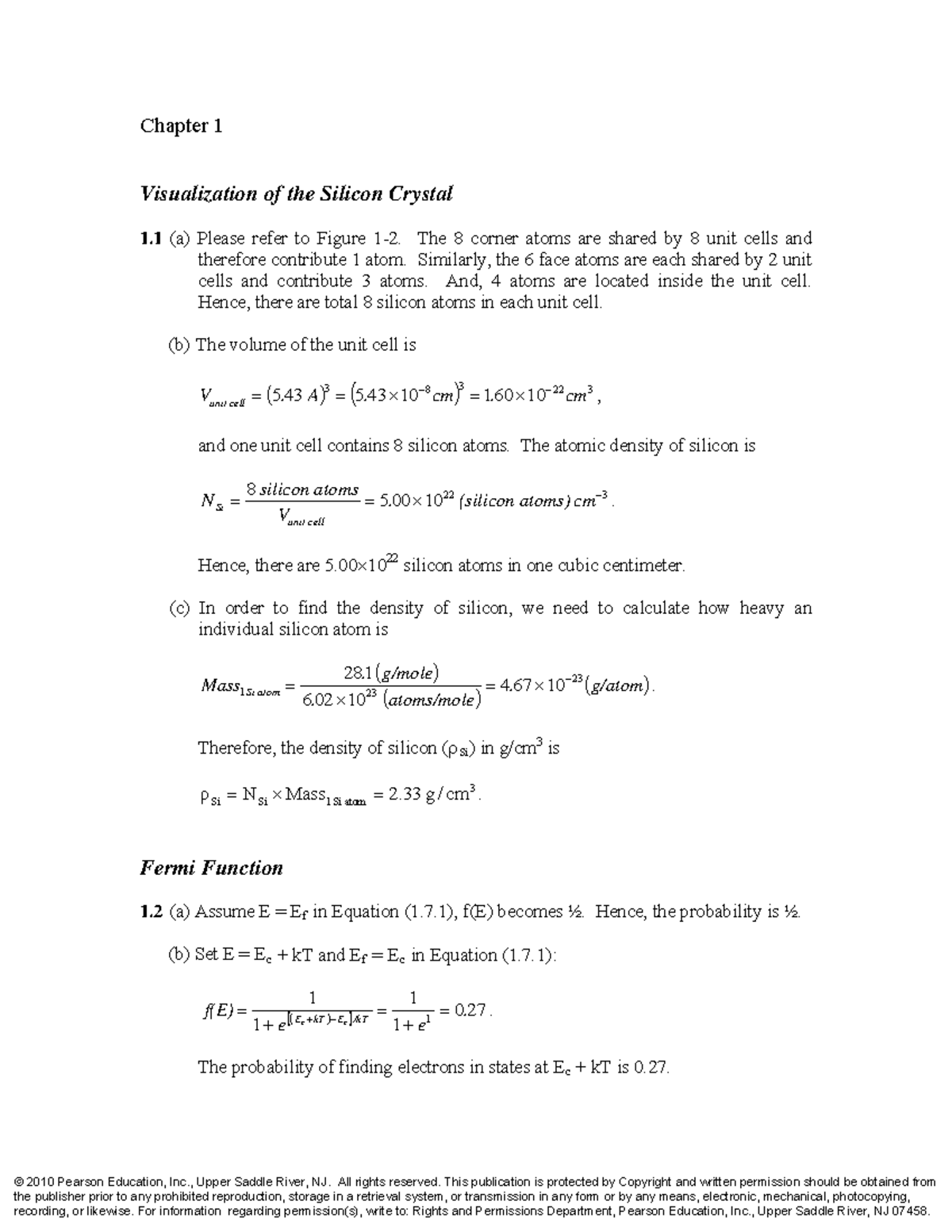 Chap.1 sol - 솔루션 - Chapter 1 Visualization of the Silicon Crystal 1 (a ...