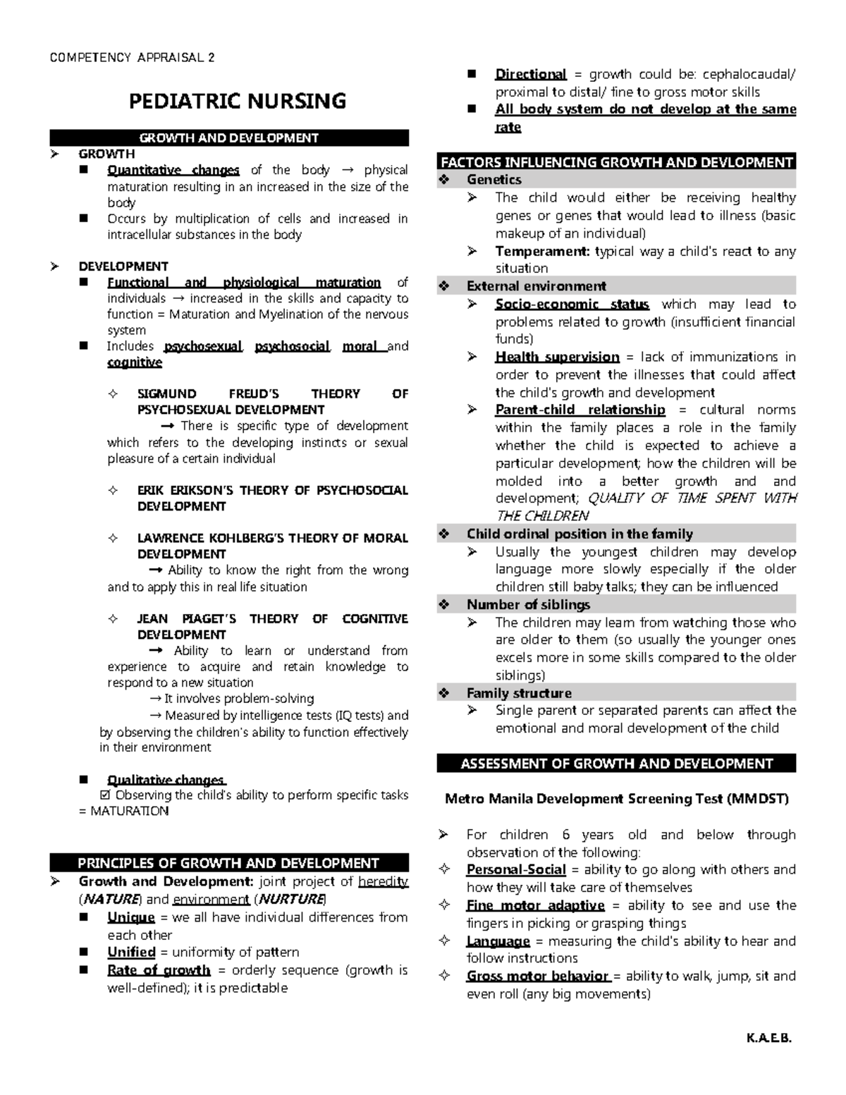 Pediatric- Nursing - PEDIATRIC NURSING GROWTH AND DEVELOPMENT GROWTH ...