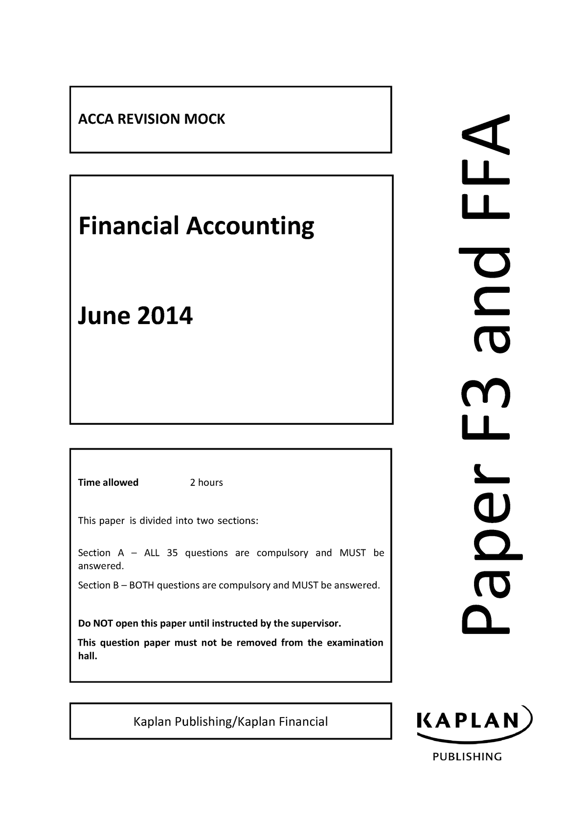 Acca F3 Ffa Revision Mock Questions J14 - ACCA REVISION MOCK Financial ...