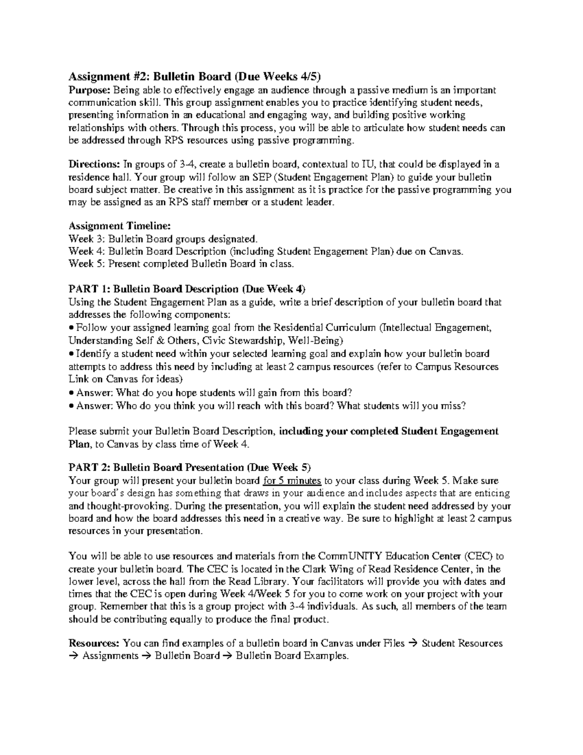 Bulletin Board Assignment Description Assignment 2 Bulletin Board