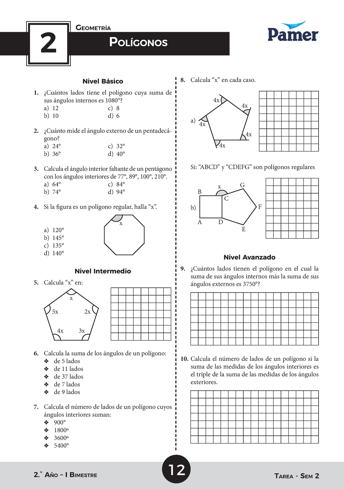 Tarea 2do Poli Practicar 2 ° Año I Bimestre 12 Tarea Sem 2 2 Polígonos Geometría 8