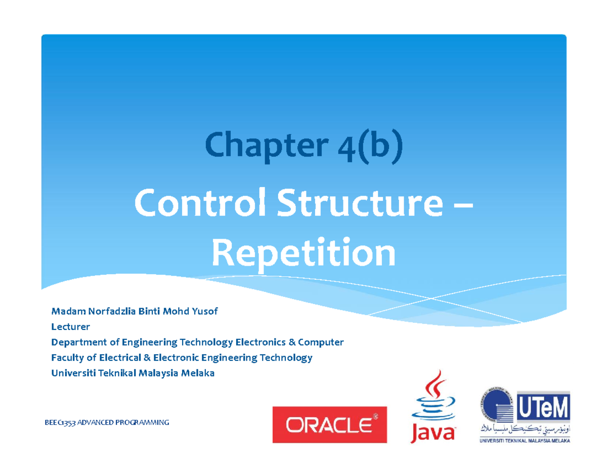 Chapter 4b Repetition - Advance Programming Notes. Java Coding Notes ...