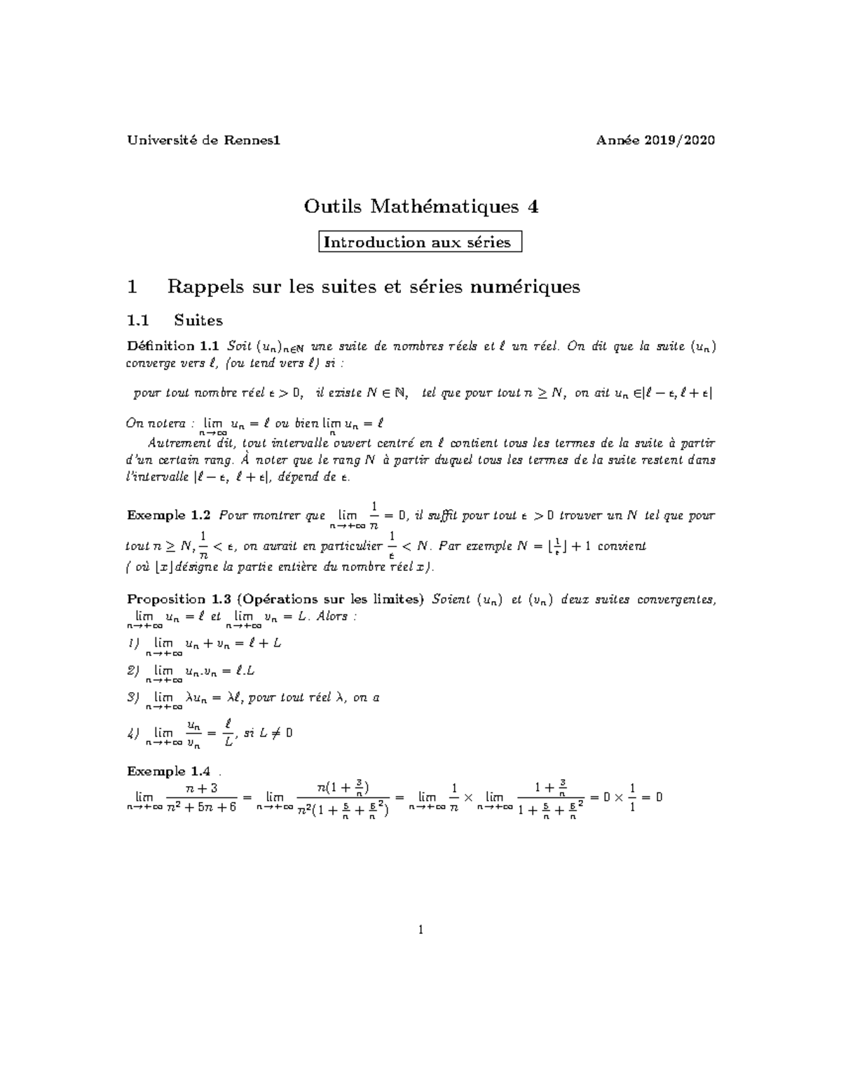 OM4-series Numeriques - Universit ́e De Rennes1 Ann ́ee 2019/ Outils ...