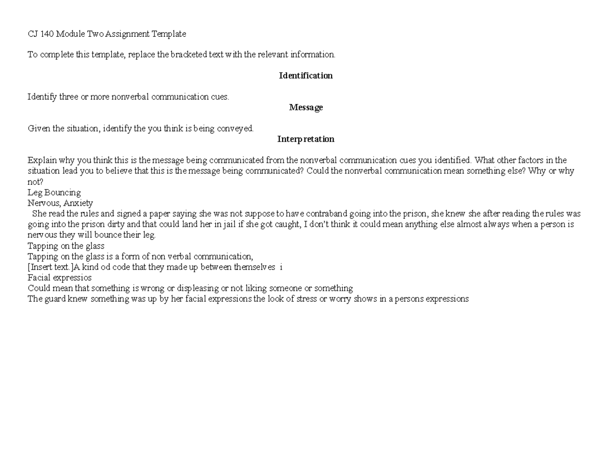 CJ 140 Module Two Assignment Template - Identification Identify three ...