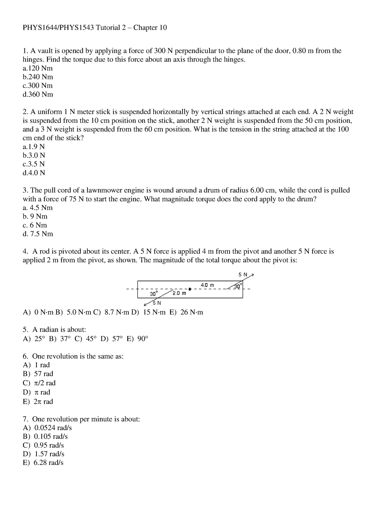 Chapter 10 Tut 2022 - all the best - PHYS1644/PHYS1543 Tutorial 2 ...