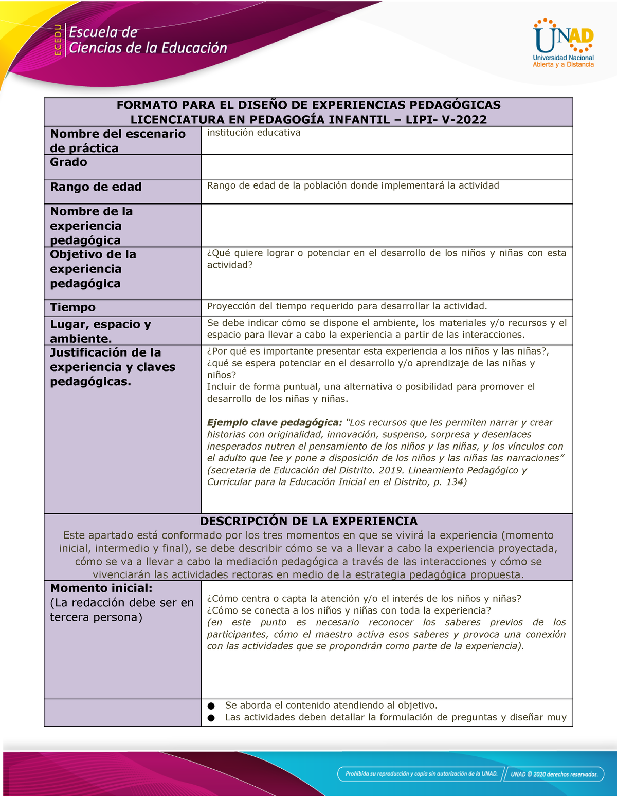 Anexo 4 Formato De Diseño De Experiencias Pedagogicas - FORMATO PARA EL ...